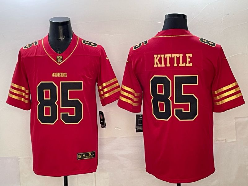 Men 2025 Nike San Francisco 49ers #85 Kittle Red gold Limited NFL Jersey 041